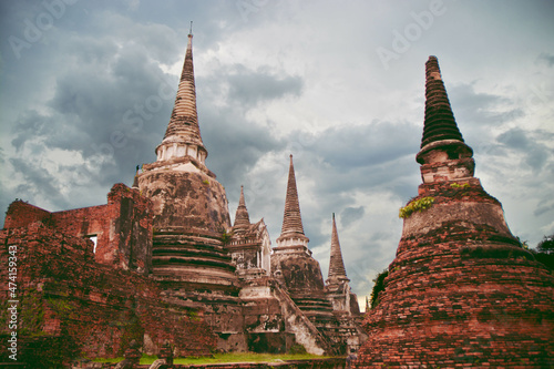 Old pagoda sort. It is the old art of Ayutthaya, Thailand.