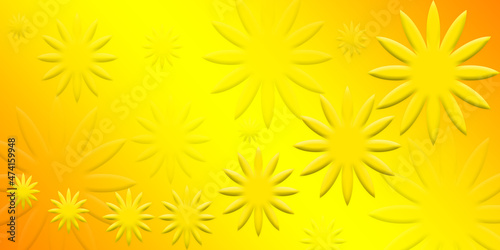 Yellow Color Backdrop Or Background Design With Flowers