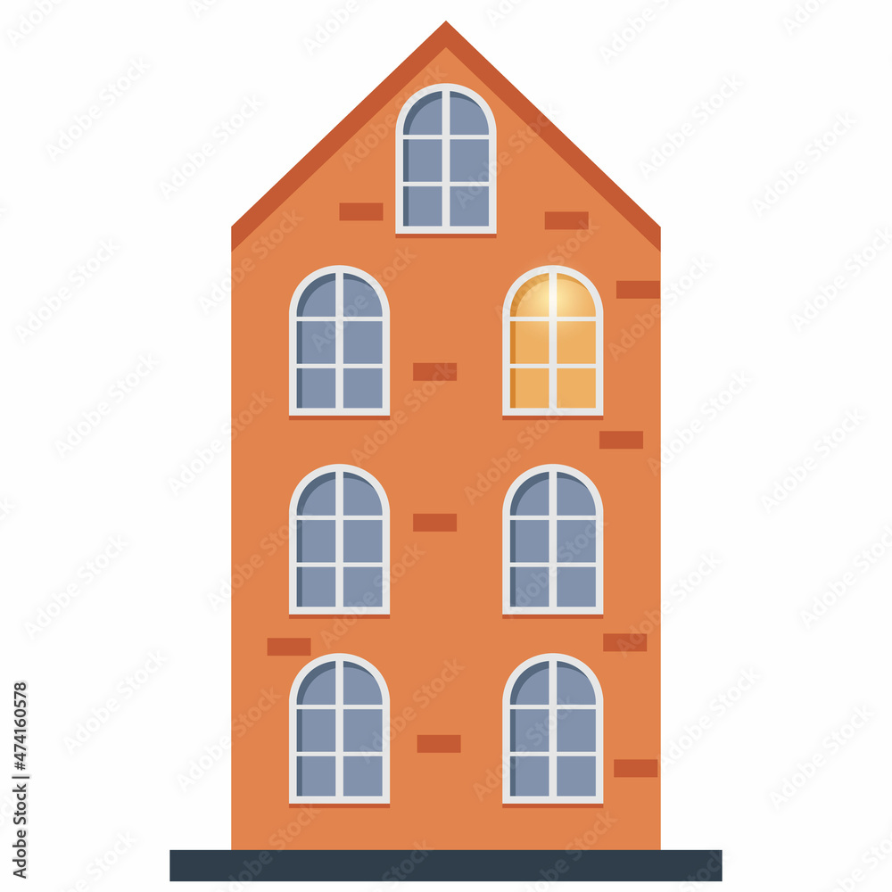 house in scandinavian style, on a white background isolated, vector