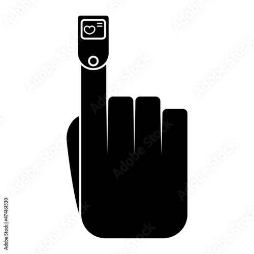 Fingertip pulse oximeter. Medical device for measuring oxygen saturation and heart rate. Portable equipment for identifying patients with coronavirus. Silhouette