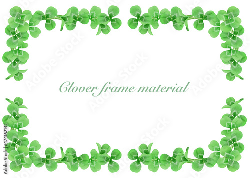 野の花・クローバーのフレーム（水彩画）／Wildflower　clover framer (watercolor painting)