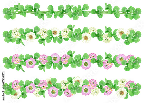                                                                  Borderline set of wild flowers and clover  watercolor painting 