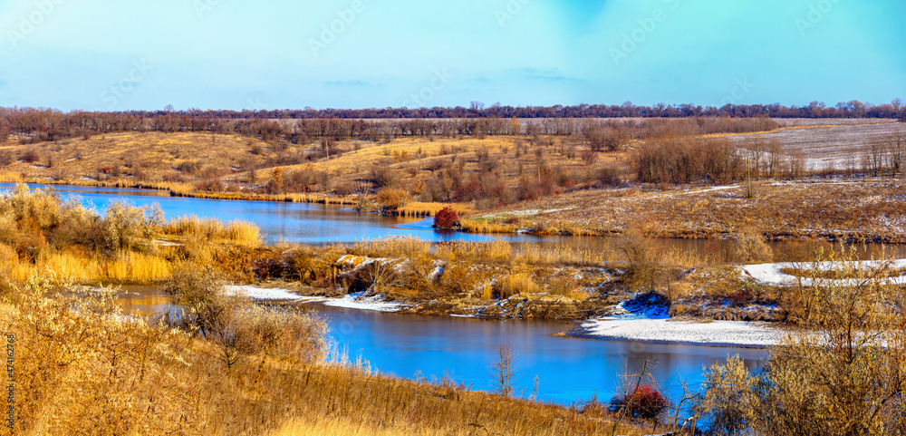 Water landscapes overgrown with weeds around the banks of Ukraine Water landscapes overgrown with weeds around the banks of Ukraine