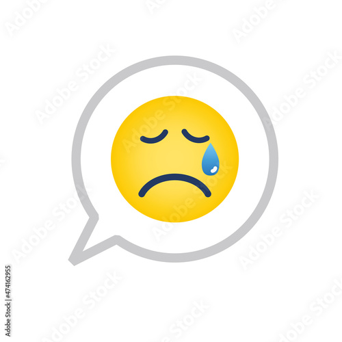 Chat message bubble Emoji tearful face symbol vector illustration photo