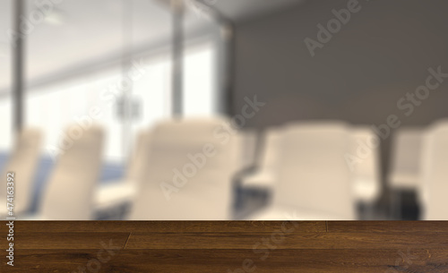 Modern meeting room. 3D rendering.. Background with empty table. Flooring.