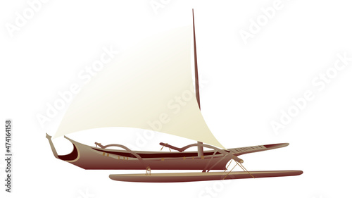 Illustration of a Polynesian Catamaran 