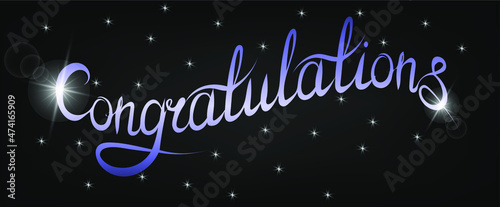 Congratulations gradient text on black background. Hand drawn elegant modern calligraphy. Design for for holiday greeting cards and invitations. Vector illustration.