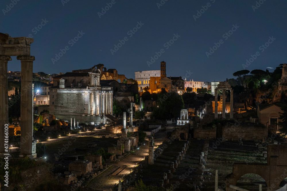 roman forum at night