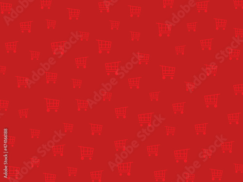 Shopping Cart pattern design on red background. 