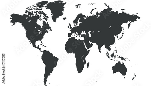 World map. Silhouette map.  