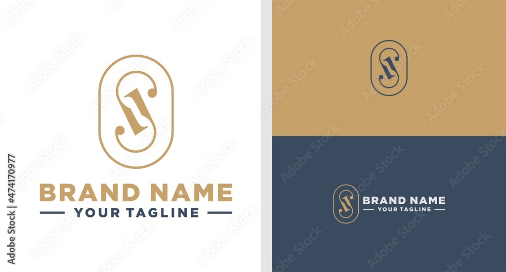 Fototapeta premium JS LOGO MONOGRAM LUXURIOUS SIMPLE EDITABLE