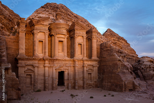 Petra Monastery at sunset in Jordan