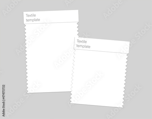 Textile swatches for your design. Two white Fabric samples. Mood Board Mockup. Vector Blank Template. EPS10.