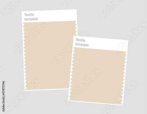 Two beige Fabric samples. Textile swatches for your design.Mood Board Mockup. Vector Blank Template. EPS10.