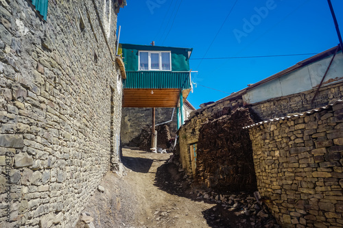 Architecture and streets of the ancient village of Richa in Dagestan photo