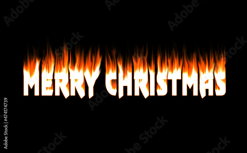 Merry christmas - text on fire