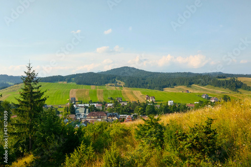 Scenic views in the countryside of the mountains on a sunny day.