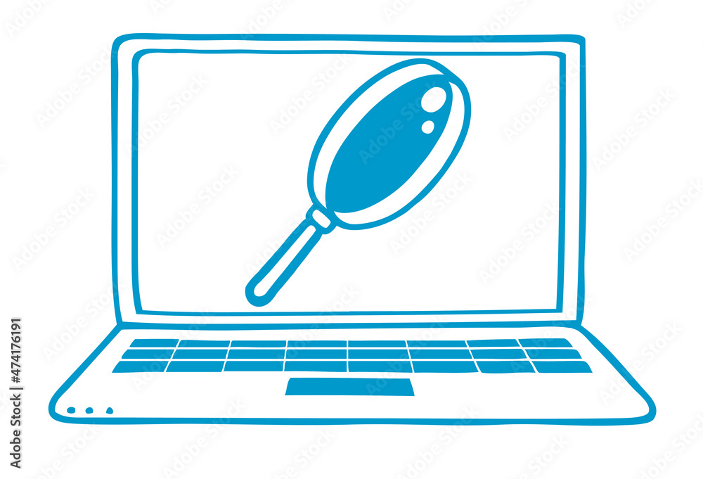 Lupe Icon auf Laptop Bildschirm als Recherche Konzept Lupe Icon auf Laptop Bildschirm als Recherche Konzept