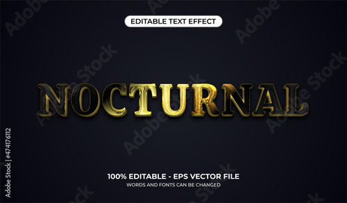 Nocturnal text effect. Textured black text with light rays on a dark background