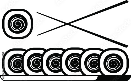 Vector sushi black and white