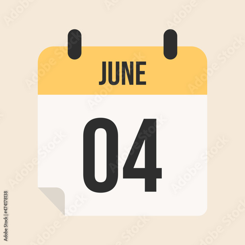 June 4rd calendar, yellow calendar with white photo
