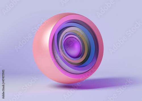 Colored nested spheres, 3d rendering