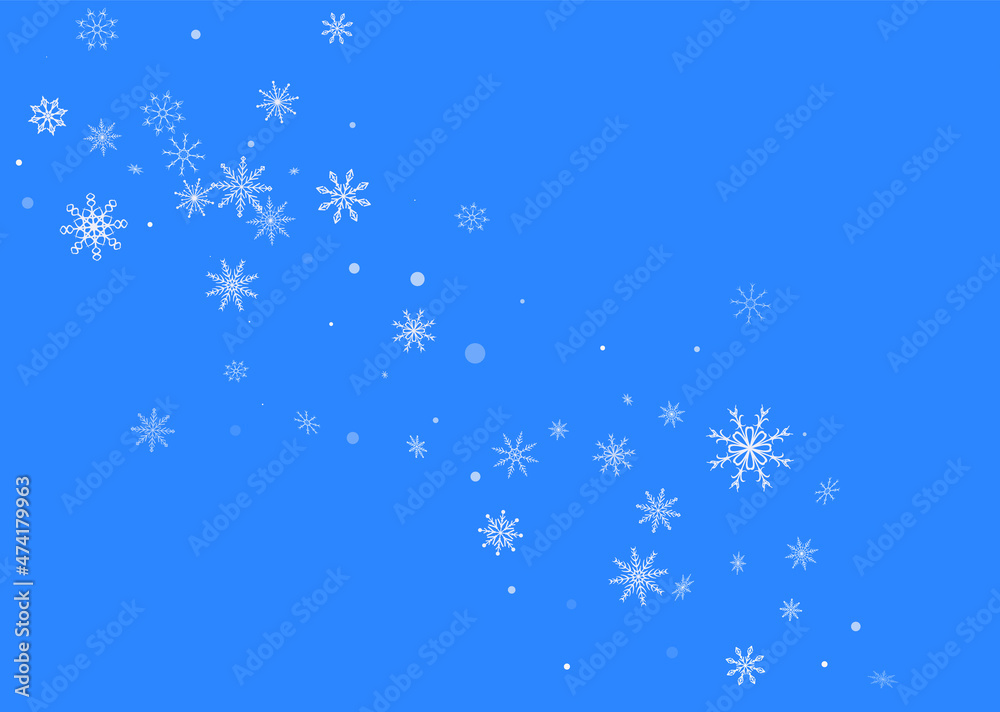 White delicate openwork snowflakes are scattered on a blue background. Festive background, postcard design, wallpaper White delicate openwork snowflakes are scattered on a blue background. Festive background, postcard design, wallpaper
