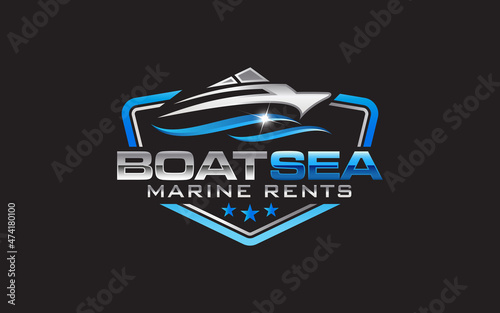 Illustration vector graphic of ship and boat concept logo design template