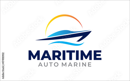 Illustration vector graphic of ship and boat concept logo design template