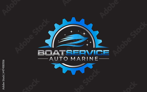 Illustration vector graphic of ship and boat concept logo design template