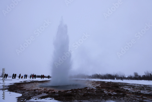The Strokkur geyser which erupts every 5 minutes, Iceland