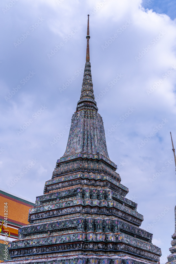 Colourfull Temple on Chaophraya river in BKK Bangkok Thailand