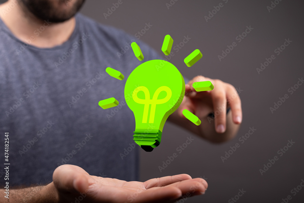 Green light bulb, eco-friendly business Green light bulb, eco-friendly business