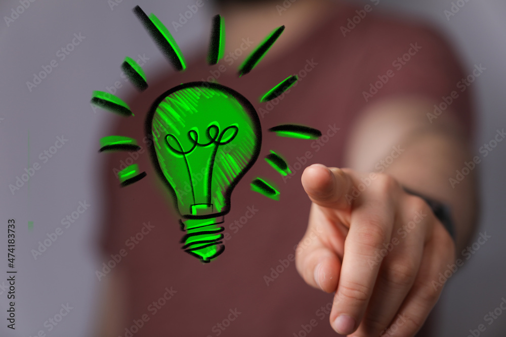 Green light bulb, eco-friendly business Green light bulb, eco-friendly business