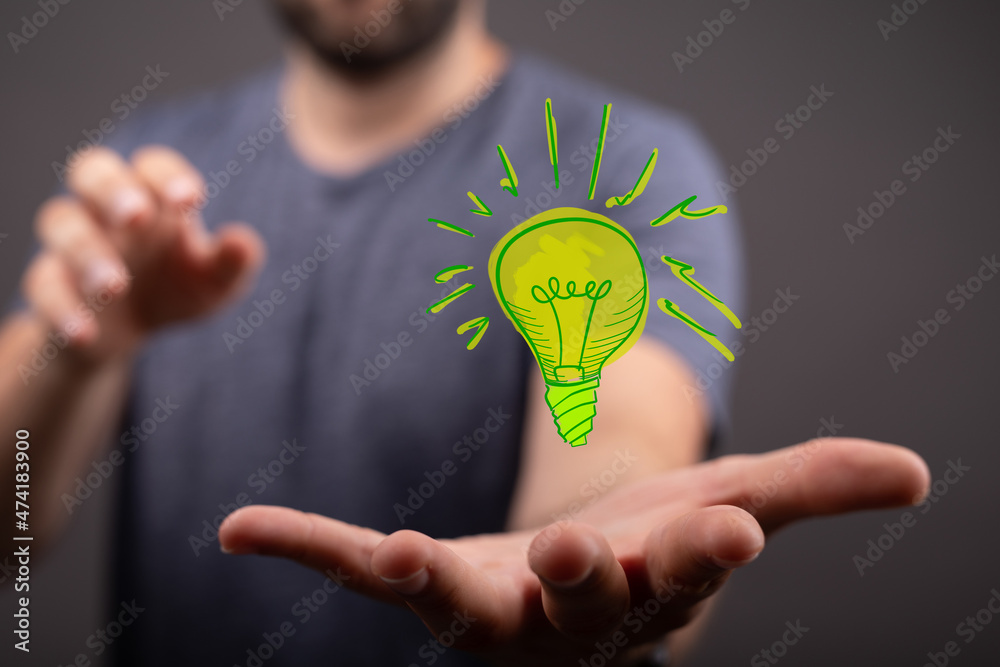 Green light bulb, eco-friendly business Green light bulb, eco-friendly business