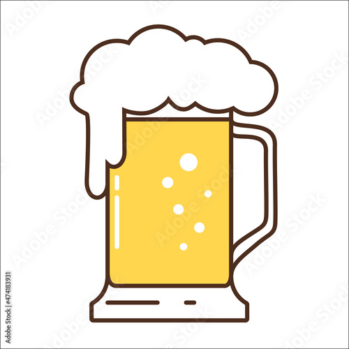 Light beer mug colored vector icon.