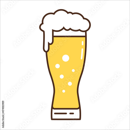 Colored vector icon of glass with light beer.
