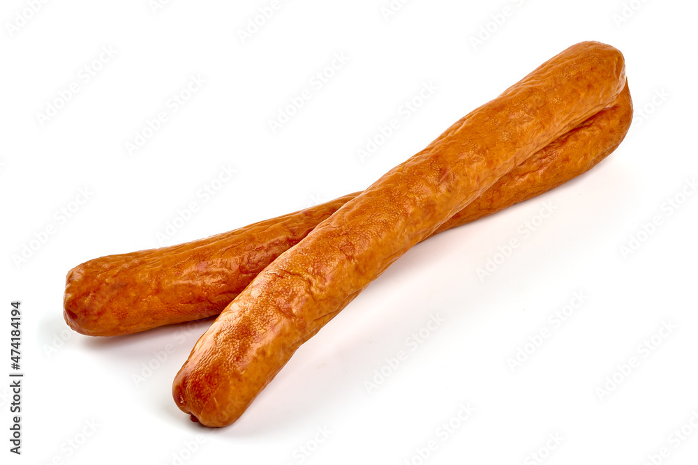 Traditional Smoked pork sausage, isolated on white background. Traditional Smoked pork sausage, isolated on white background.