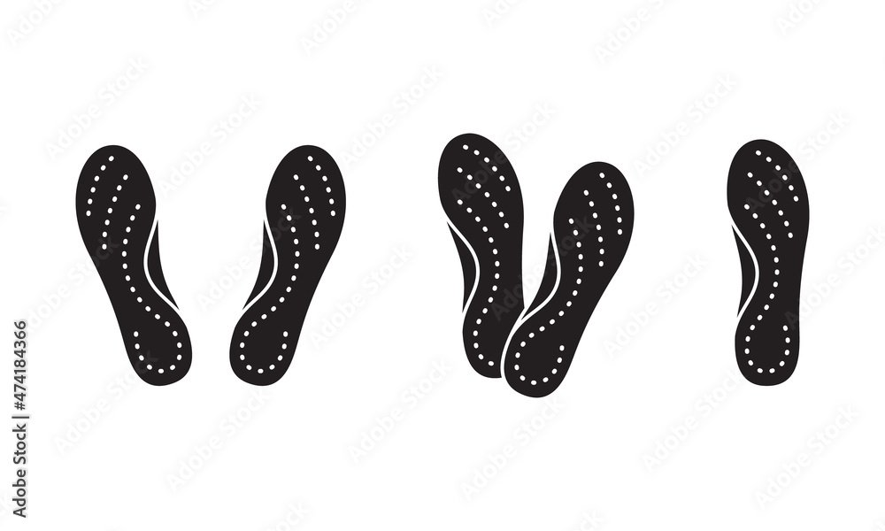 Orthopedic insoles, silhouette icons set. Black simple vector of orthotic arch support. Contour isolated pictogram on white background Orthopedic insoles, silhouette icons set. Black simple vector of orthotic arch support. Contour isolated pictogram on white background