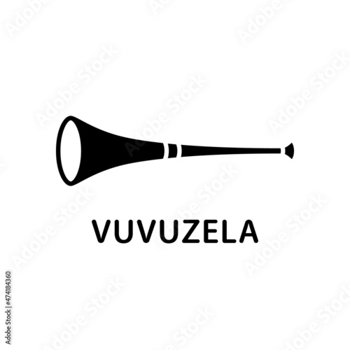 Vuvuzela silhouette icon. Black simple vector of sport trumpet. Contour isolated pictogram on white background