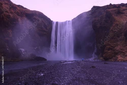 The Skogafoss waterfall in winter, Iceland