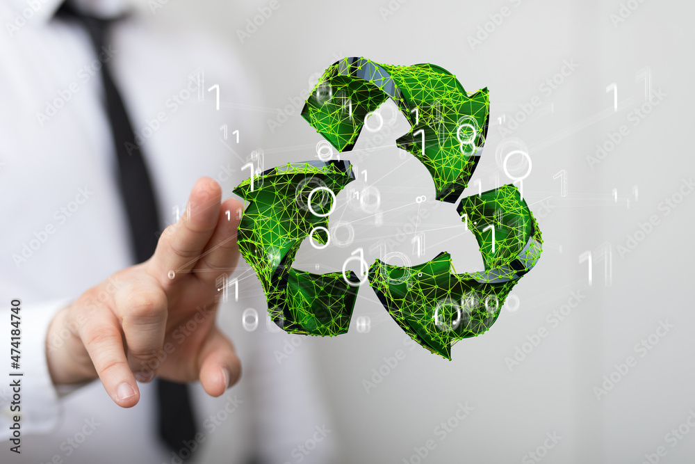 3d rendering of green recycle icon 3d rendering of green recycle icon