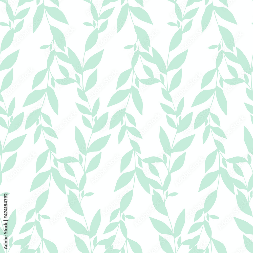 Fototapeta premium Seamless background in nature style. Vintage vector pattern. Elements illustration of leaves. Use for wallpaper, print packaging paper, textiles, web.