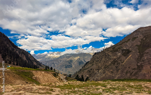 Beautiful Cloudy Landscape of Naran-Kaghan in autumn season, Pakistan