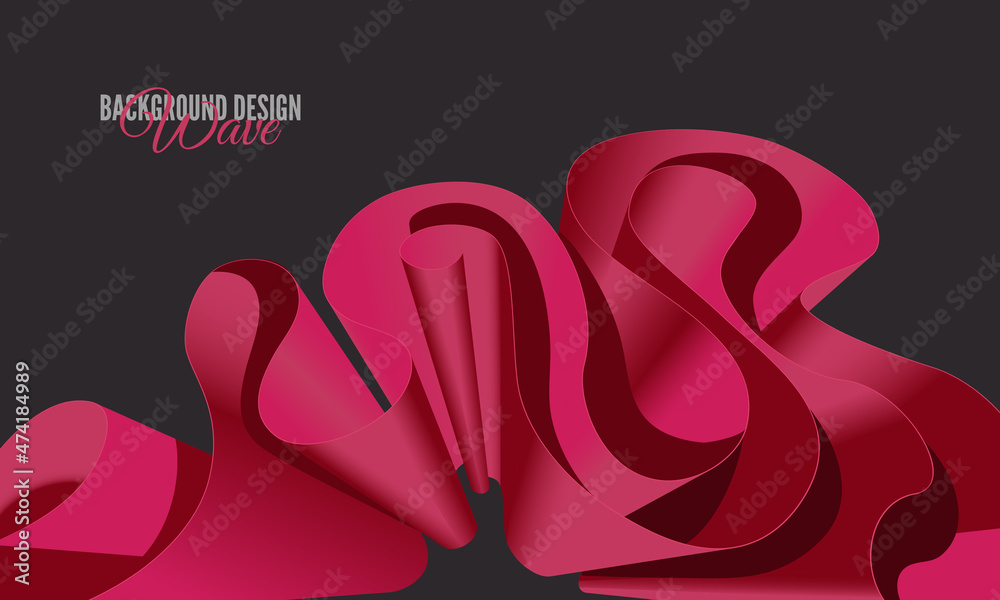 Abstract swirl wavy shape object red on black. For luxurious stylized background or wallpaper. Abstract swirl wavy shape object red on black. For luxurious stylized background or wallpaper.