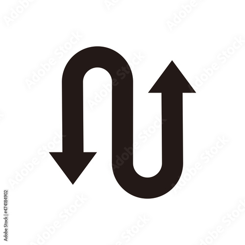 single 2 way double curved arrows icon, simple up down flat design concept vector for app ads web