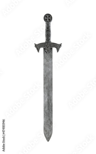 Medieval sword isolated on white with clipping path