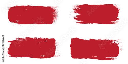 Red brush stroke set isolated on background. Collection of trendy brush stroke vector for red ink paint, grunge backdrop, dirt banner, watercolor design and dirty texture. Brush stroke vector