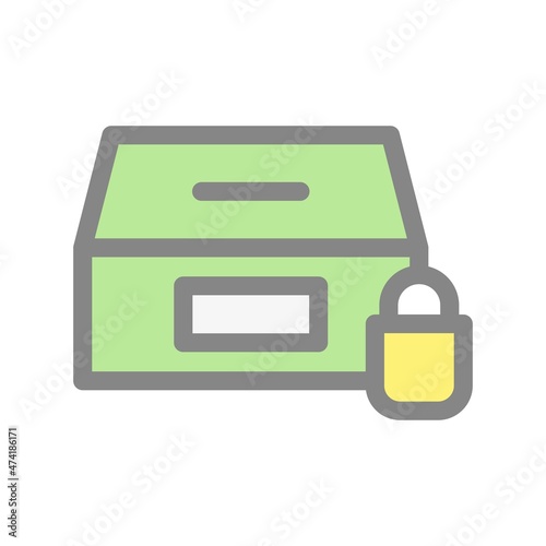 Box Lock Line Filled LightVector Icon Design photo