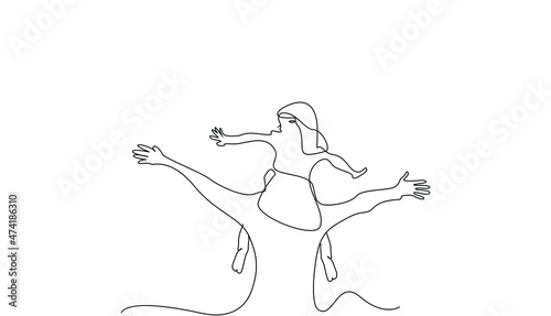 father spends happy time with his daughter. happy family portrait. father takes his daughter on his neck and they dream of flying